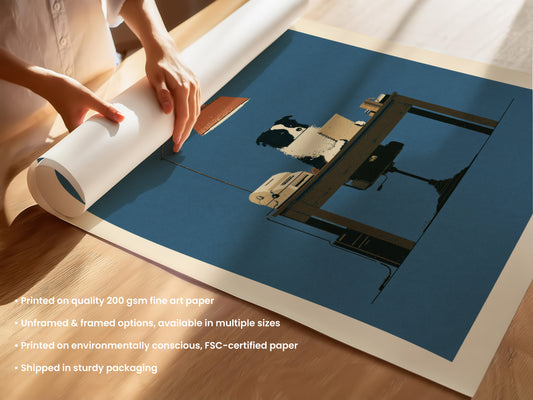 Border Collie at Desk Print