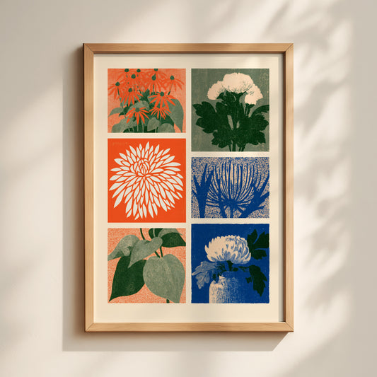 Botanical Flower Grid Print