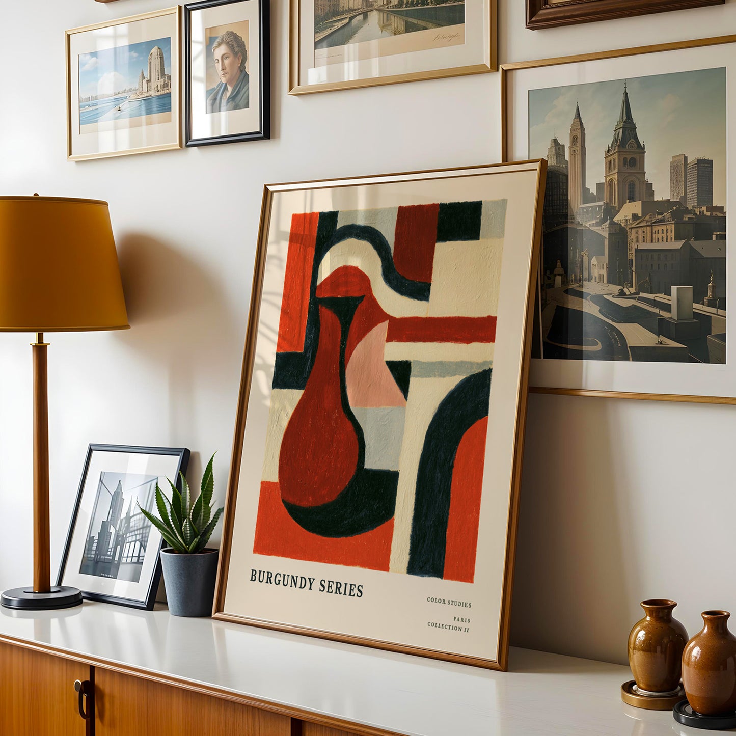 Burgundy Series Abstract Jug Print