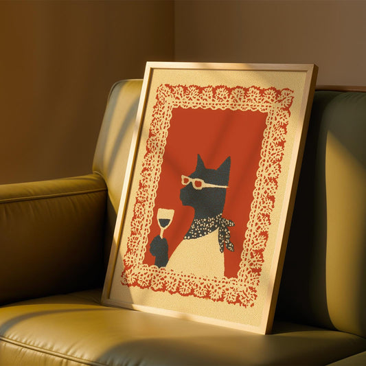 Cat Wine Print