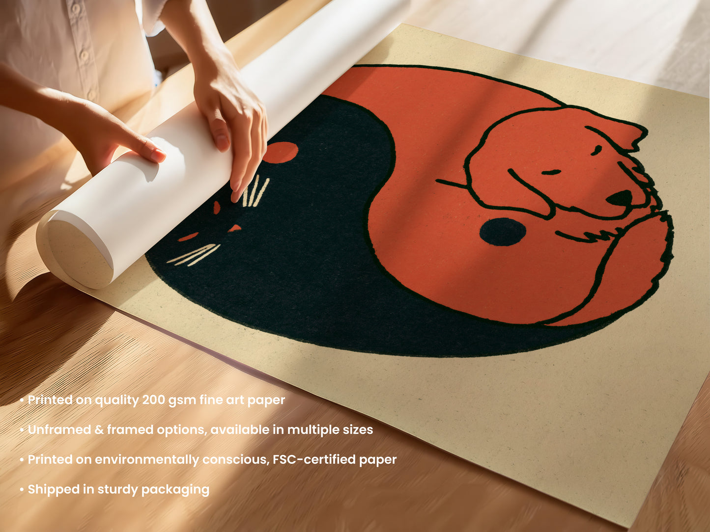Cat and Dog Yin Yang Print