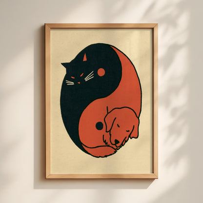 Cat and Dog Yin Yang Print