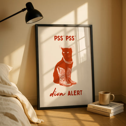 Diva Alert Cat Print