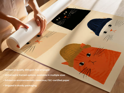 Cats in Beanies Print 05 Unframed (UF & F).jpg