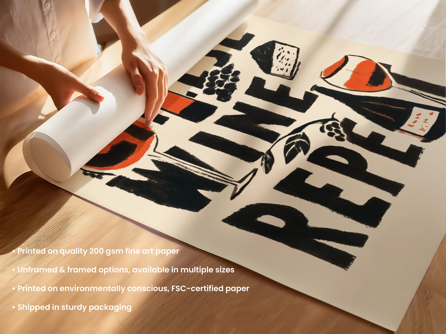 Cheese Wine Repeat Print