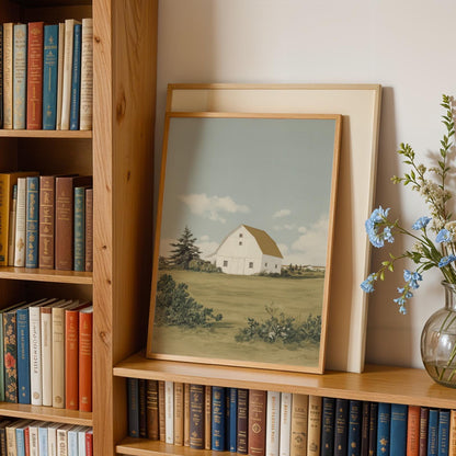 Coastal Wall Art Print, Farmhouse Decor, Hamptons Decor Landscape, Spring Decor, White Barn Art, Nancy Meyers Aesthetic