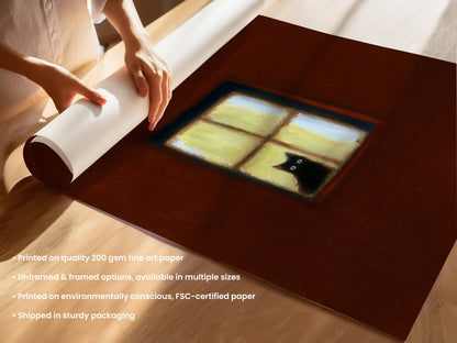 Crimson Window Cat Print Unframed (UF & F).jpg
