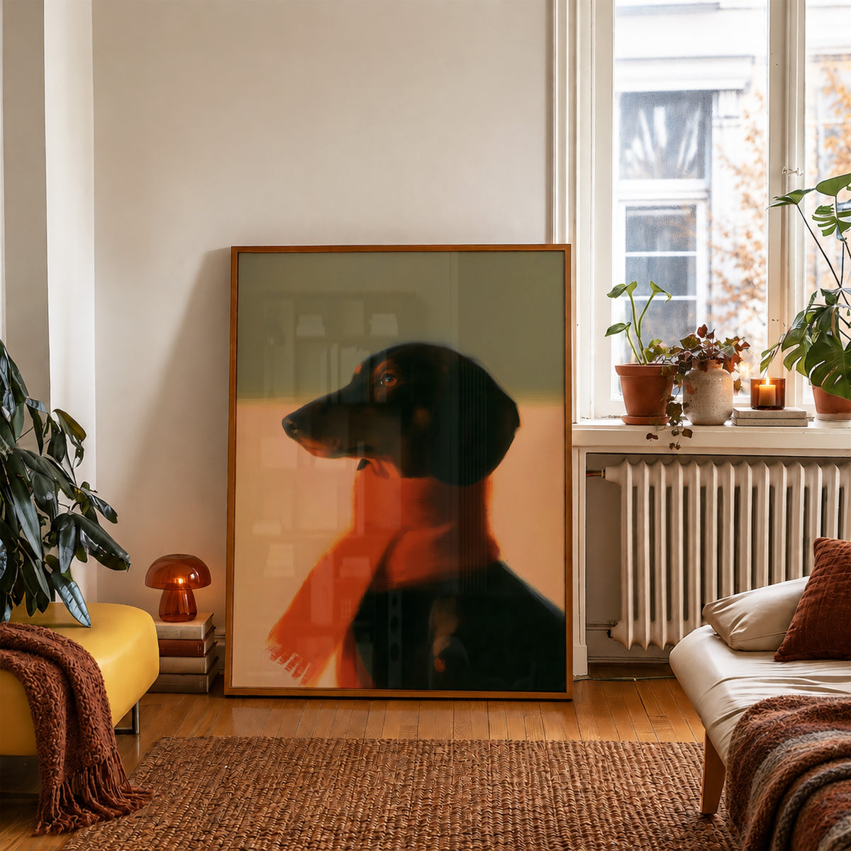 Dachshund Portrait Print 03 Living Room 4 (autumnal).jpg
