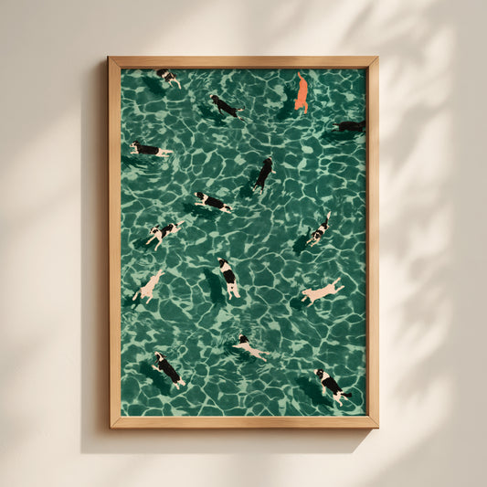 Dogs Swimming Pool Print