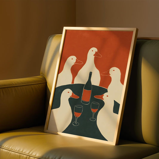 Duck Drinking Wine – Red Print