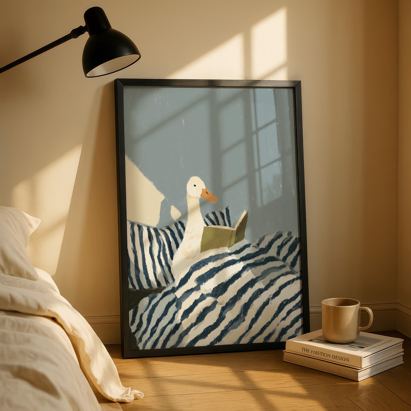 Duck Reading in Bed Print