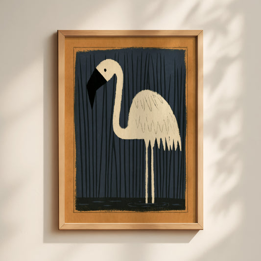 Flamingo Among the Reeds Print