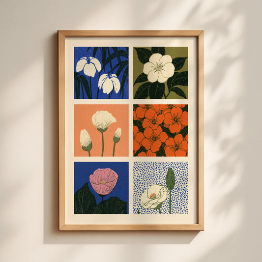 Floral Panel Grid Print