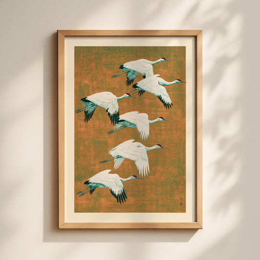 Flying Cranes Print
