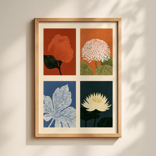 Four Panel Flower Print