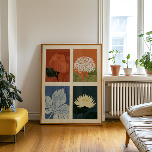Four Panel Flower Print
