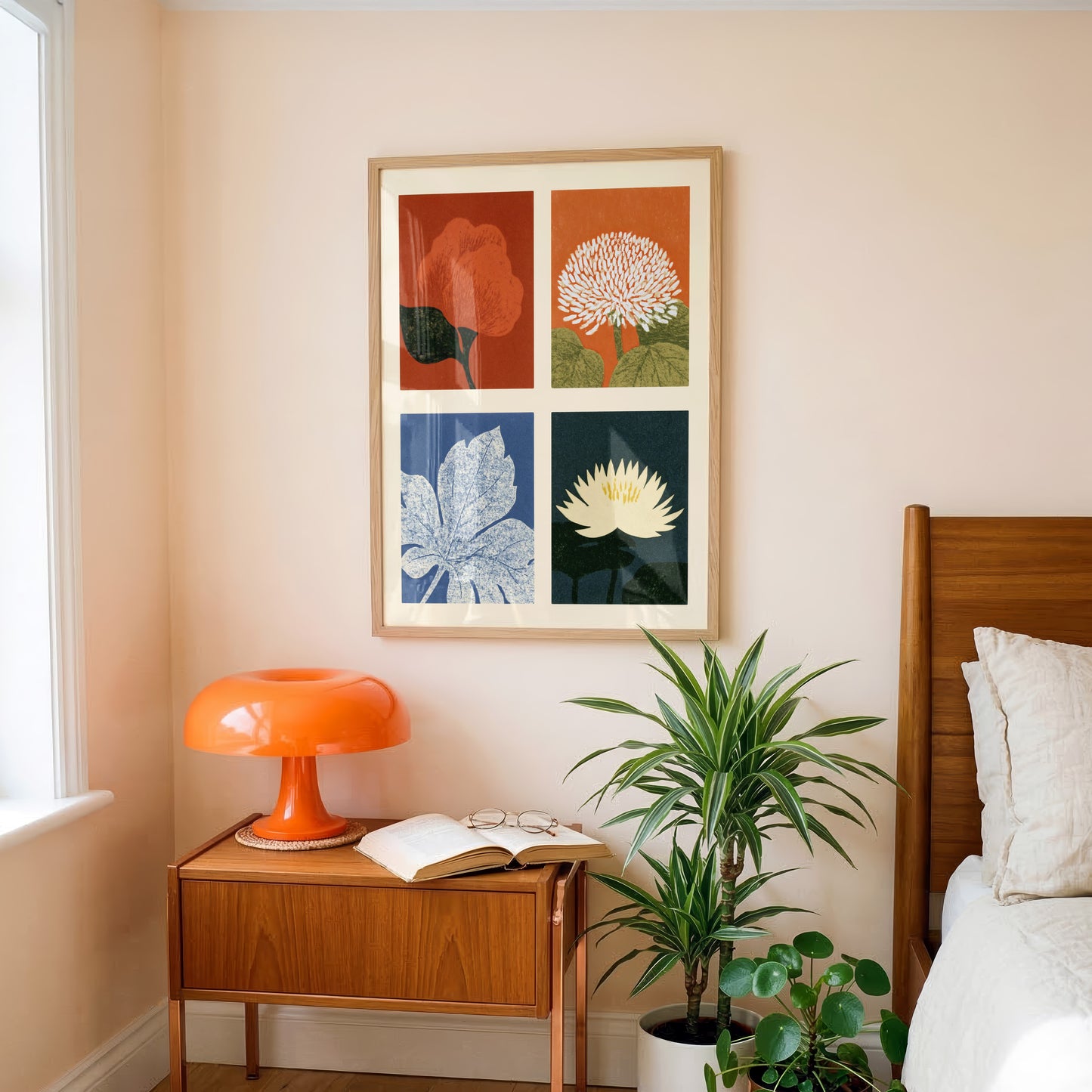 Four Panel Flower Print
