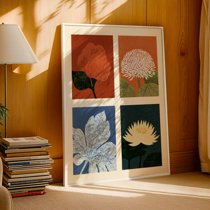 Four Panel Flower Print