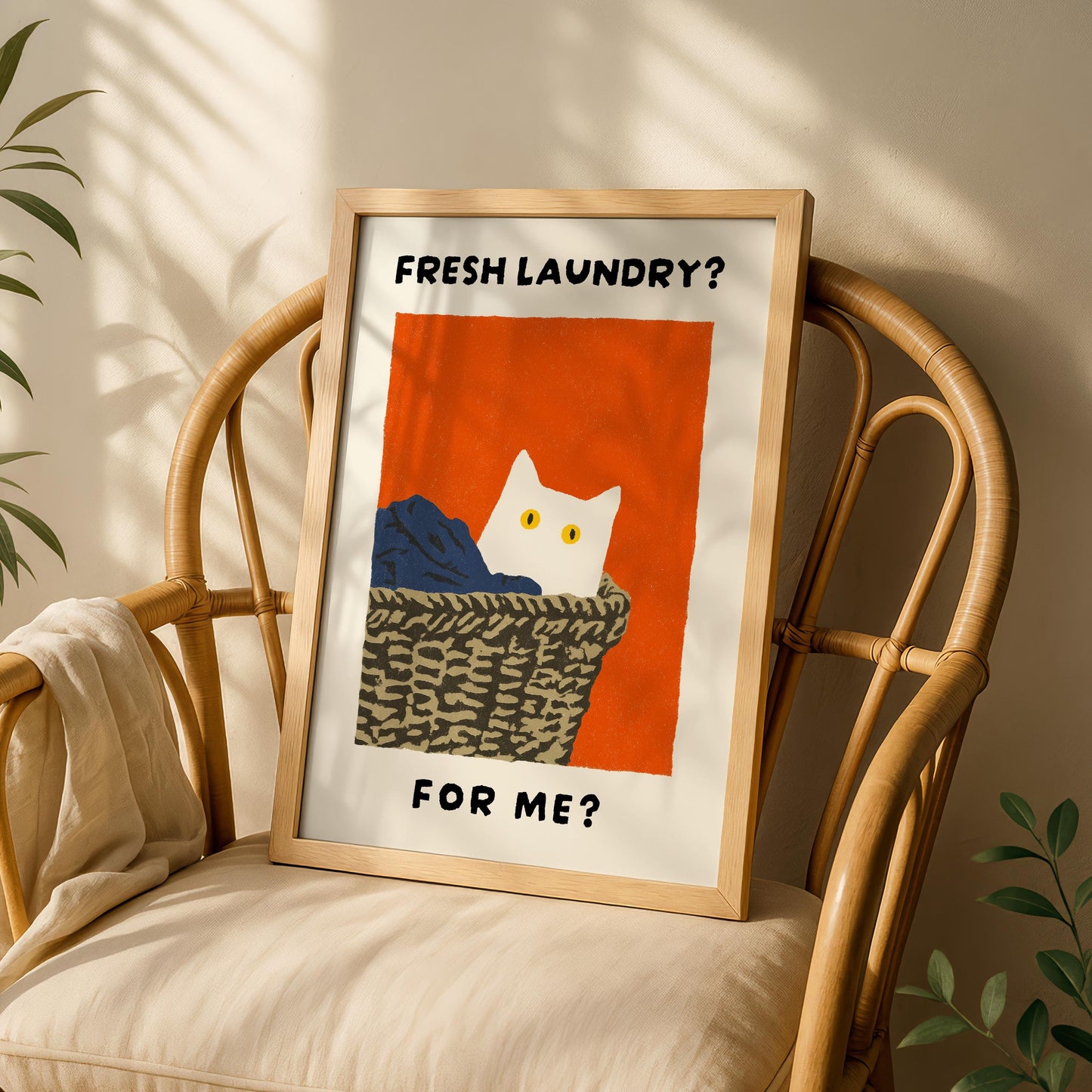 Fresh Laundry Cat Print - "Fresh Laundry? For Me?"