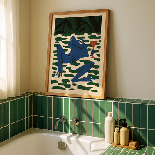 Frog Martini Wall Art Print