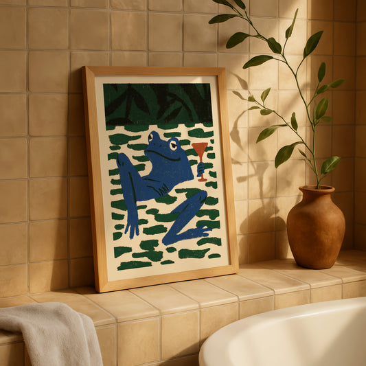 Frog Martini Wall Art Print