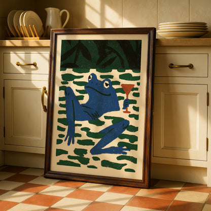 Frog Martini Wall Art Print