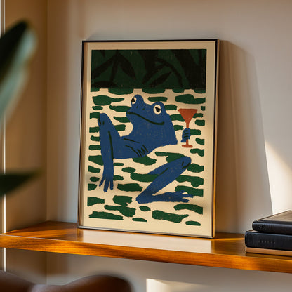 Frog Martini Wall Art Print