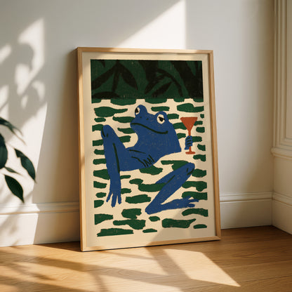 Frog Martini Wall Art Print