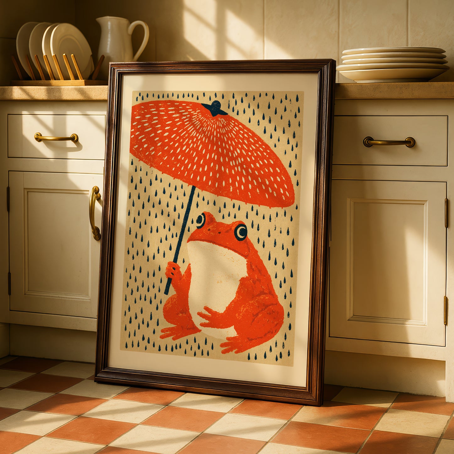 Frog Umbrella Wall Art Print