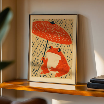 Frog Umbrella Wall Art Print