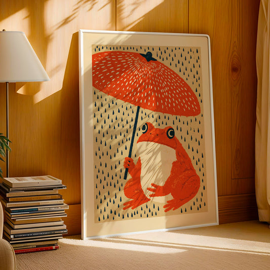 Frog Umbrella Wall Art Print
