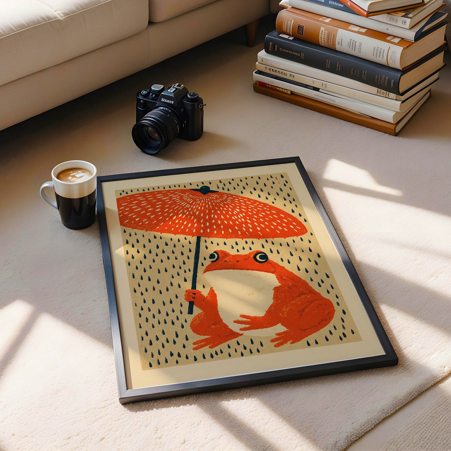 Frog Umbrella Wall Art Print