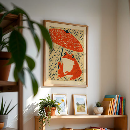 Frog Umbrella Wall Art Print