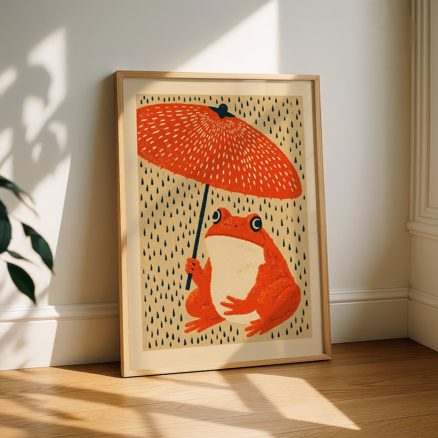 Frog Umbrella Wall Art Print