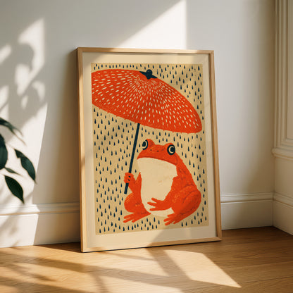 Frog Umbrella Wall Art Print