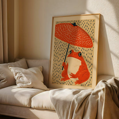 Frog Umbrella Wall Art Print