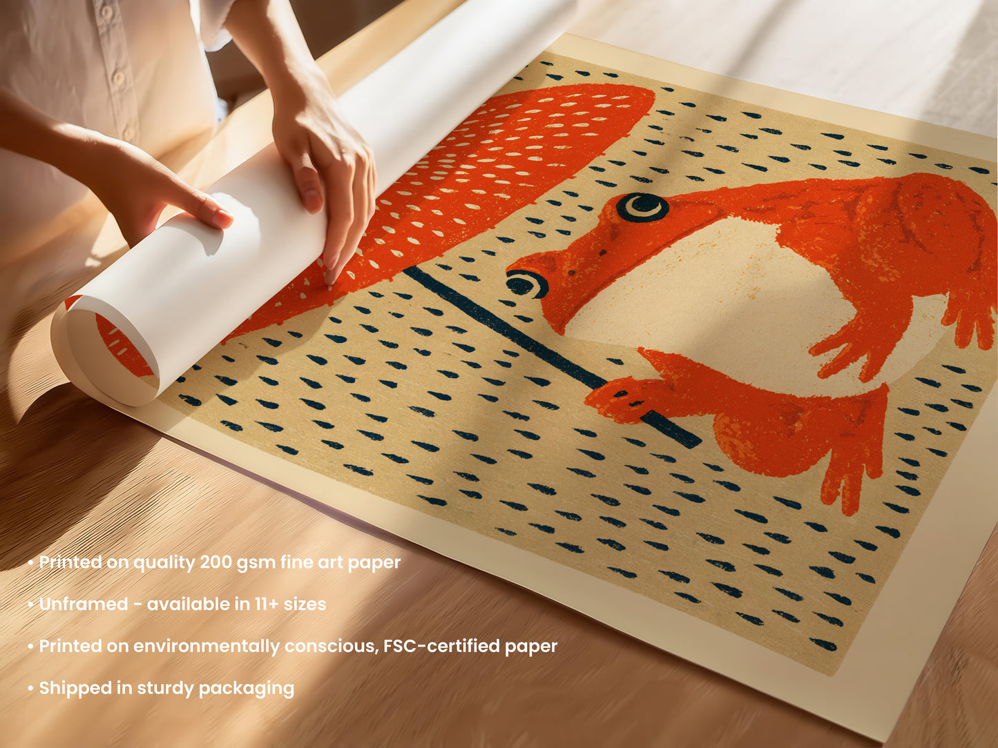 Frog Umbrella Wall Art Print