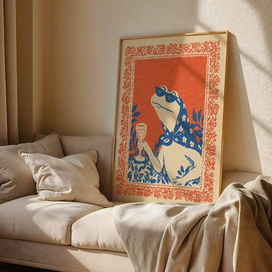 Frog Wine Print