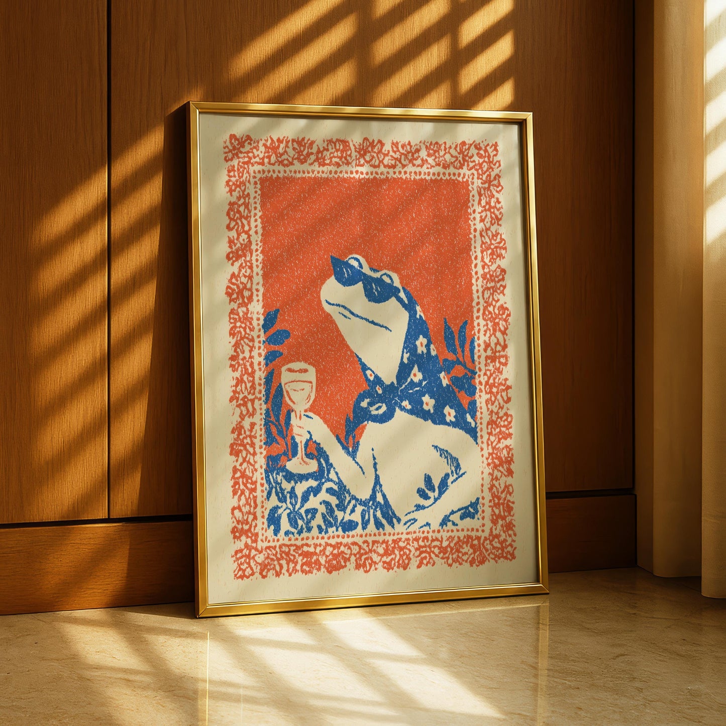 Frog Wine Print