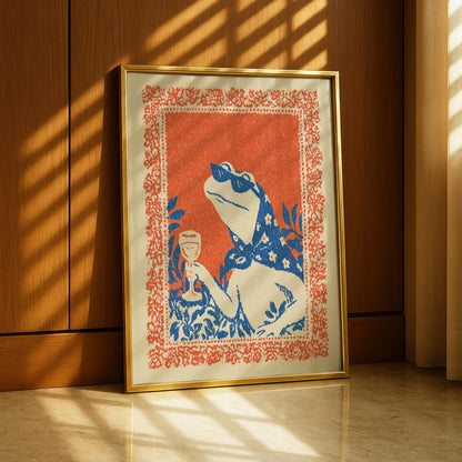 Frog Wine Print