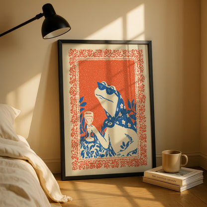 Frog Wine Print