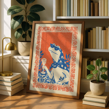 Frog Wine Print