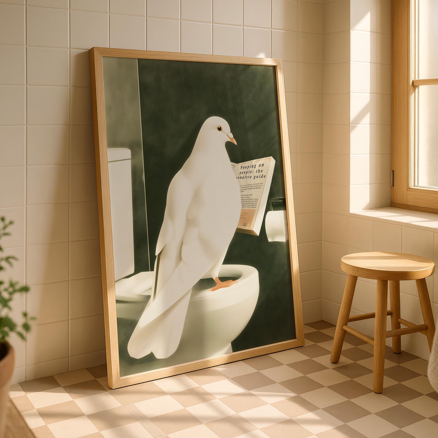 Funny Pigeon Bathroom Print