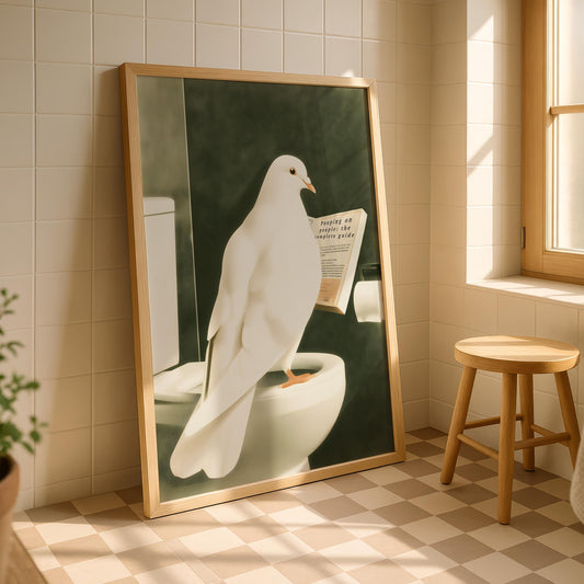 Funny Pigeon Bathroom Print