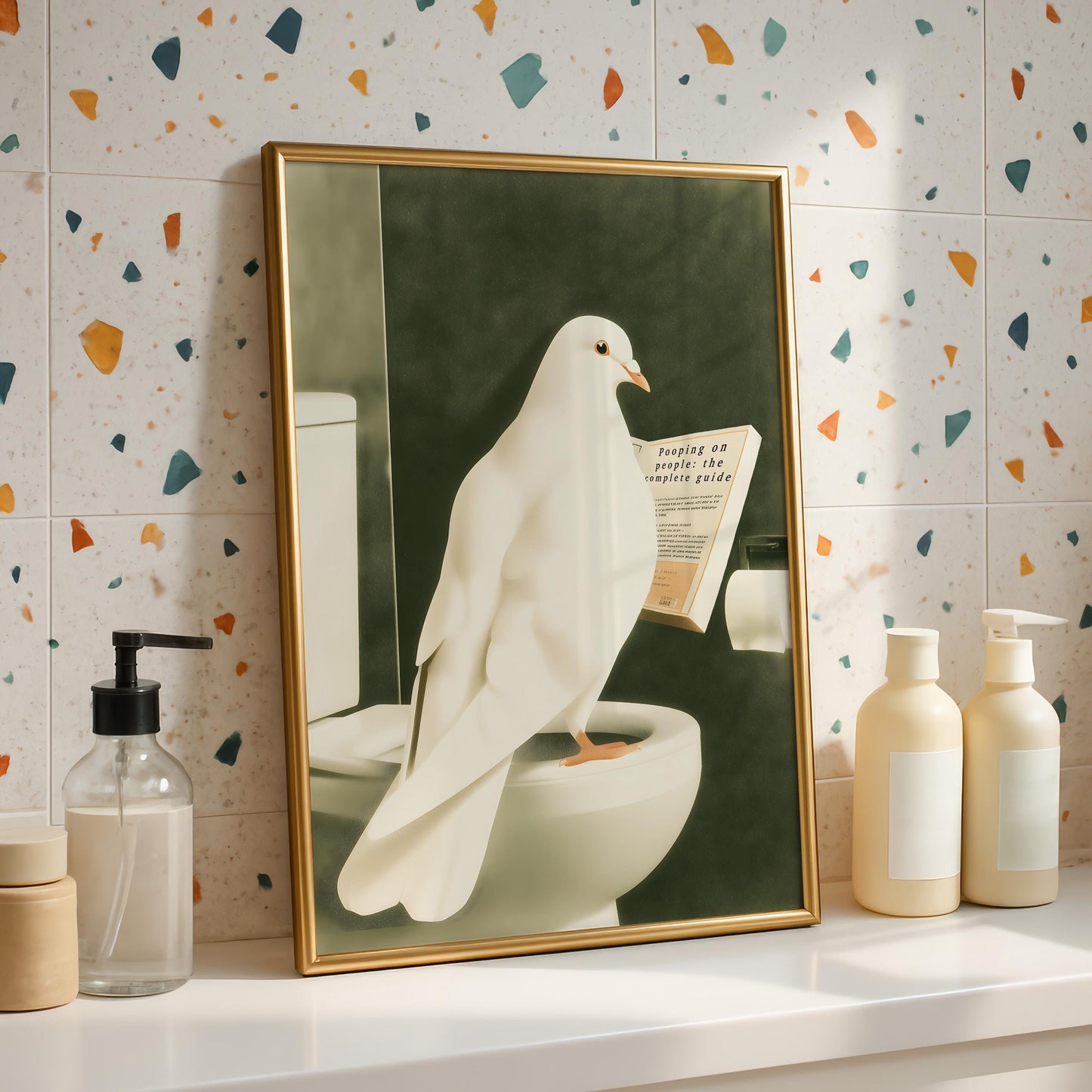 Funny Pigeon Bathroom Print