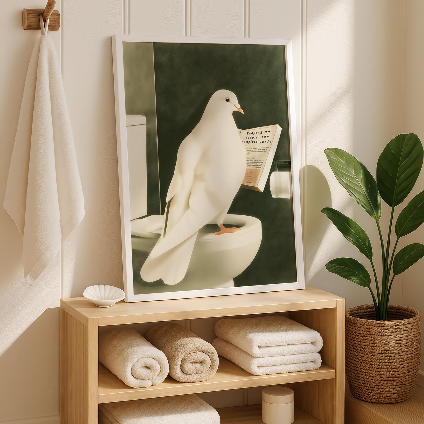 Funny Pigeon Bathroom Print