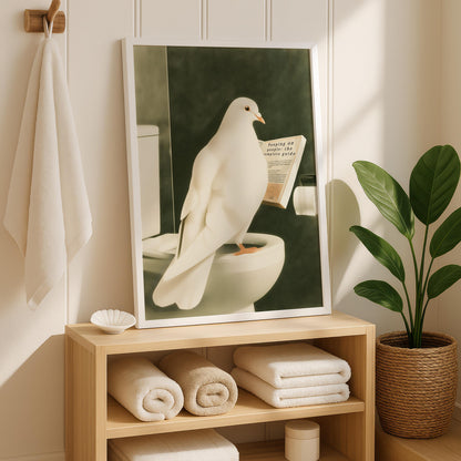 Funny Pigeon Bathroom Print
