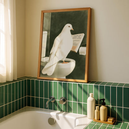 Funny Pigeon Bathroom Print
