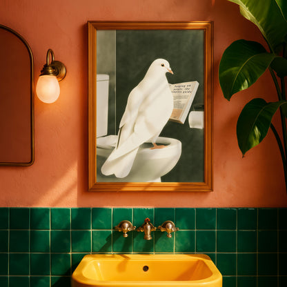 Funny Pigeon Bathroom Print