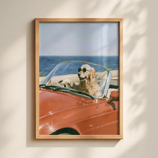Golden Retriever Driving Print
